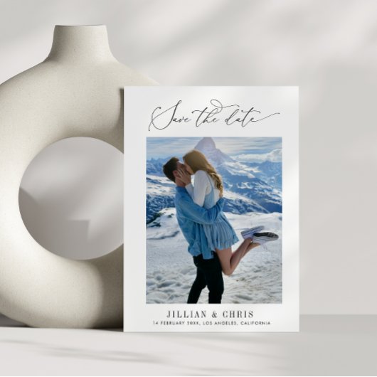 Stilschrift moderne Foto Save the Date Karte