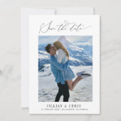 Stilschrift moderne Foto Save the Date Karte (Vorderseite)