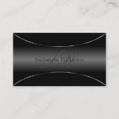 Stilschwarz mit Silver Border und Monogram Cool Visitenkarte (Vorderseite)