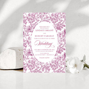 Stilsich Fuchsia Roségold Toile Floral Hochzeit Einladung