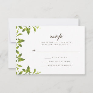 Stilsich grüne botanische Blätter Hochzeit RSVP Karte