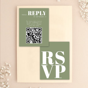 Stilsich grüne RSVP-Karten mit QR-Code für die Hoc RSVP Karte