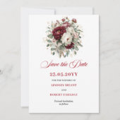 Stilsicher Blush Burgund Grünzeug Save The Date (Vorderseite)