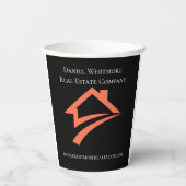 Stilsicher Einzigartiger Schwarzer Immobilienmakle Pappbecher (Rückseite)
