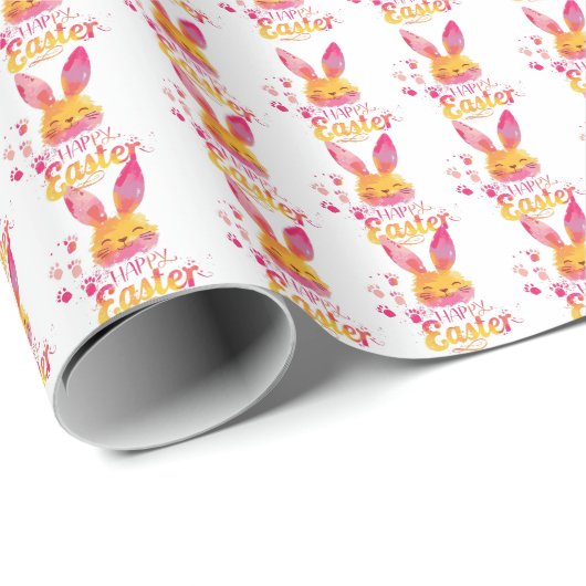 Stilsicher Farbige Süße Hase Frohe Ostern Geschenkpapier (Rolleneckpunkt)