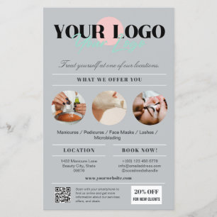 Stilsicher Grau Logo Services Schönheitssalon Mark Flyer