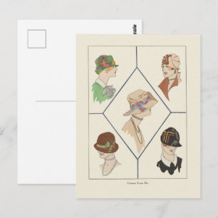 Stilsichere Damenhüte Französische Illustration Ar Postkarte