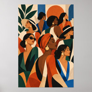 Stilsichere Frauen in kräftigen Farben Moderne Wan Poster