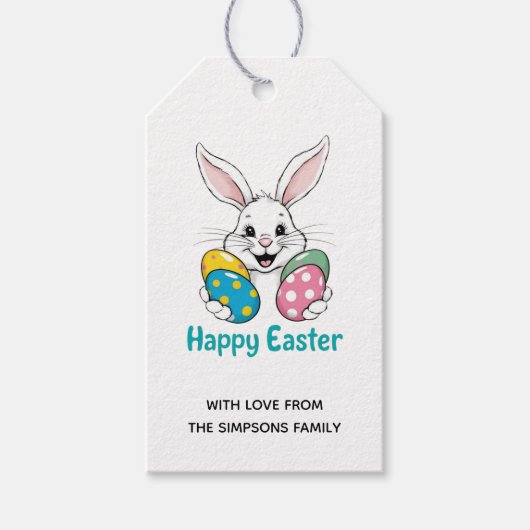 Stilsichere Haseneier Florale Frohe Ostern Geschenkanhänger (Vorderseite)