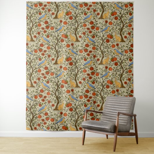 Stilsichere orange Äpfel auf braunen Bäumen Design Wandteppich (Beispiel)