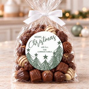 Stilsichere Weihnachtsbäume Runder Aufkleber