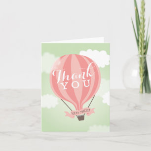 Stilsicherer Heißluftballon Rosa Dankeskarten-Noti Dankeskarte