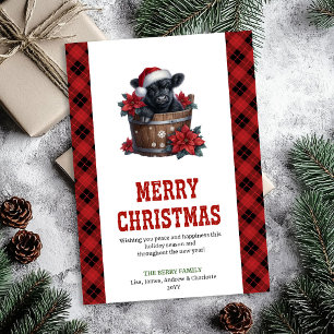 Stilsicherer Highland-Kuh-Weihnachtskarte editierb Feiertagskarte