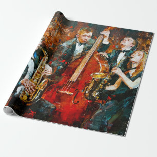 Stilsicherer Jazzclub spielt Musik auf der Bühne, Geschenkpapier
