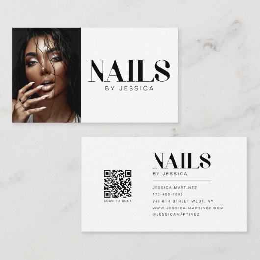 Stilsicherer QR-Code-Reservierung Nagelstudio Visitenkarte (Vorne/Hinten)