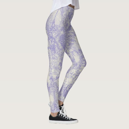 Stilsicheres blaues Pariser Toile-Design Leggings (Rechts)