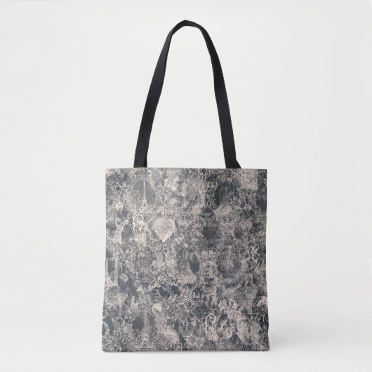 Stilsicheres schwarzes Pariser Toile-Design Tasche (Vorderseite)