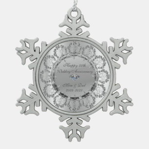 Stilsilberne florale Wirbel Hochzeit Jubiläum Schneeflocken Zinn-Ornament