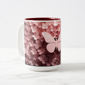 Stilsippe: Der 3D-Pastellrosa-Schmetterling Zweifarbige Tasse (Vorderseite Links)