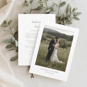 Stilsvolle florale Hochzeit Danke Foto Karte