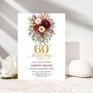 Stilsvolle Marsala-Gold-Herbst-Einladung zum 60. G Einladung