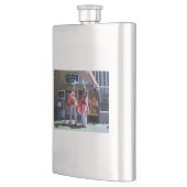 Stiltänzer aus Edelstahl Flachmann (Links)