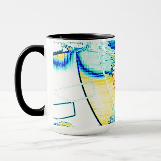 Stiltinte nein, Bild mit gelbem, zyanblauem Fleck Tasse (Links)