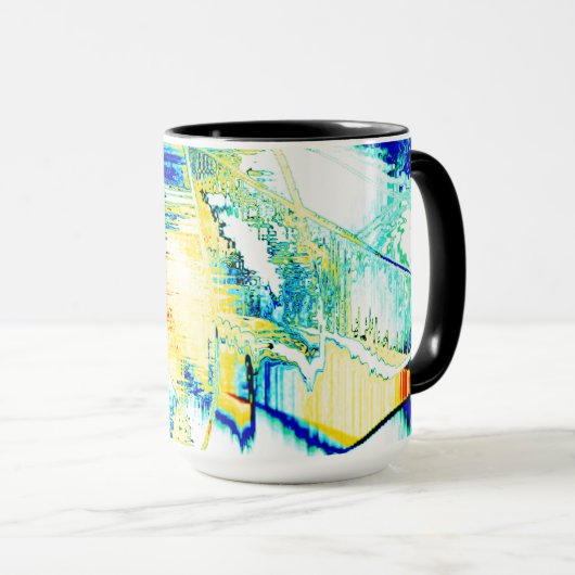 Stiltinte nein, Bild mit gelbem, zyanblauem Fleck Tasse (VorderseiteRechts)