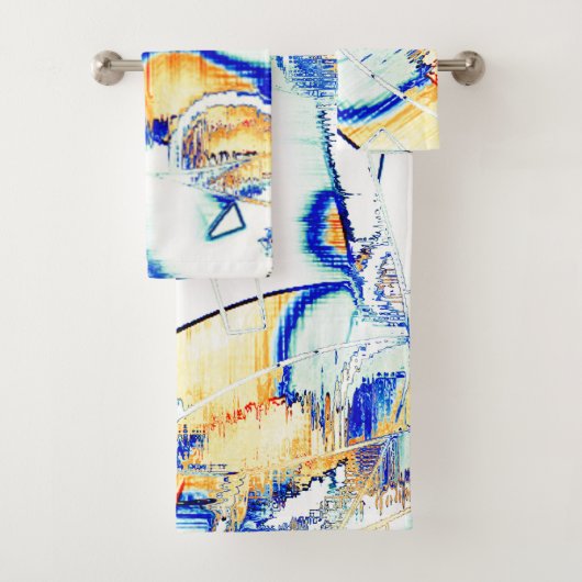 Stiltinte nein, Bild mit orangefarbenem, zyanblaue Badhandtuch Set (Insitu)