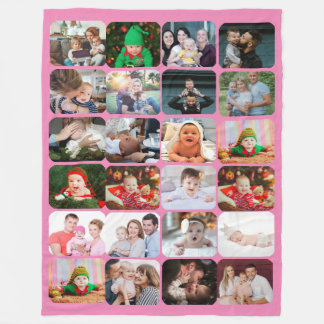 Stilvoll 24 Foto Collage Pink Fleecedecke