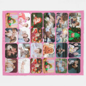 Stilvoll 24 Foto Collage Pink Fleecedecke (Vorderseite (Horizontal))