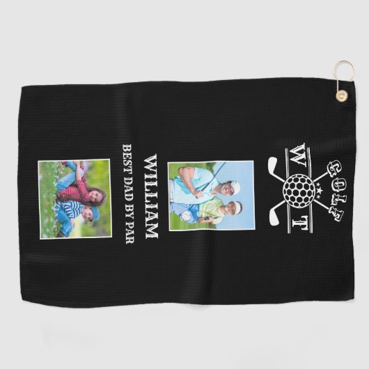 Stilvoll 2 Foto Bester Vater Par Golfhandtuch (Horizontal)