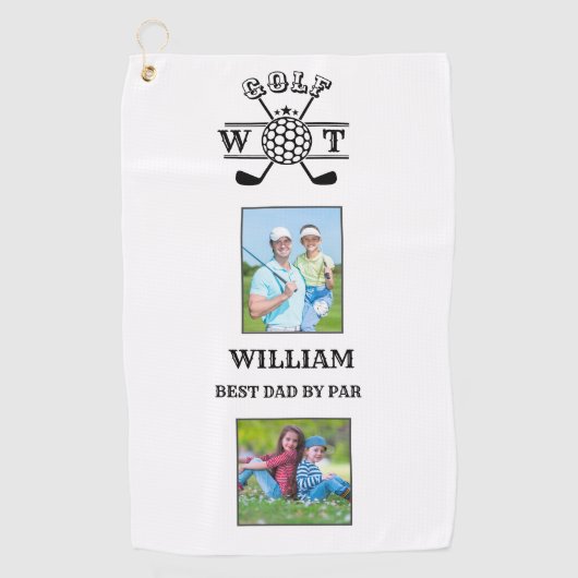 Stilvoll 2 Foto Bester Vater Par Golfhandtuch (Vorderseite)