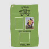 Stilvoll 3 Foto Bester Vater Par Golfhandtuch (Vorderseite)