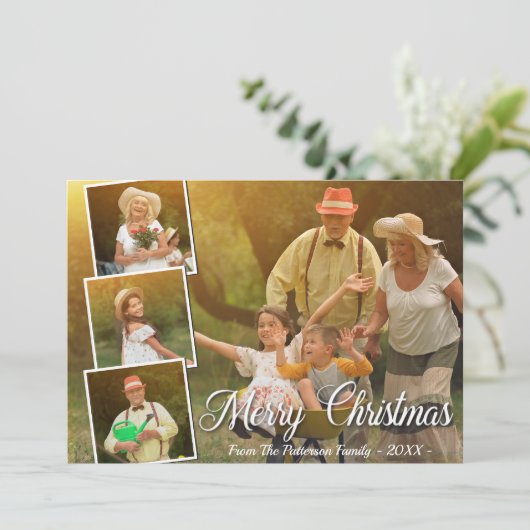 Stilvoll 4 Foto Frohe Weihnachten Karte (Stehend Vorderseite)