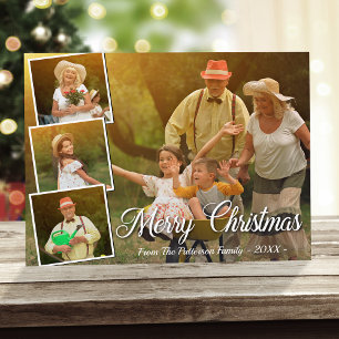 Stilvoll 4 Foto Frohe Weihnachten Postkarte