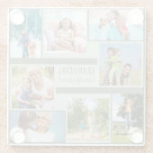 Stilvoll 8 Foto Collage Grandeleltern Grün Glasuntersetzer (Rückseite)