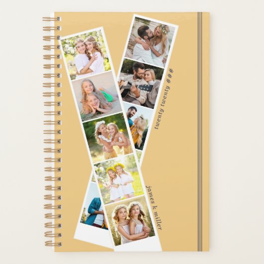 Stilvoll 8 Foto Streifen Gelb Blau Personalisiert Planer (Vorderseite)