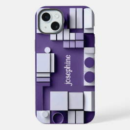 Stilvoll abstrakter geometrischer Lavendel iPhone 15 Plus Hülle