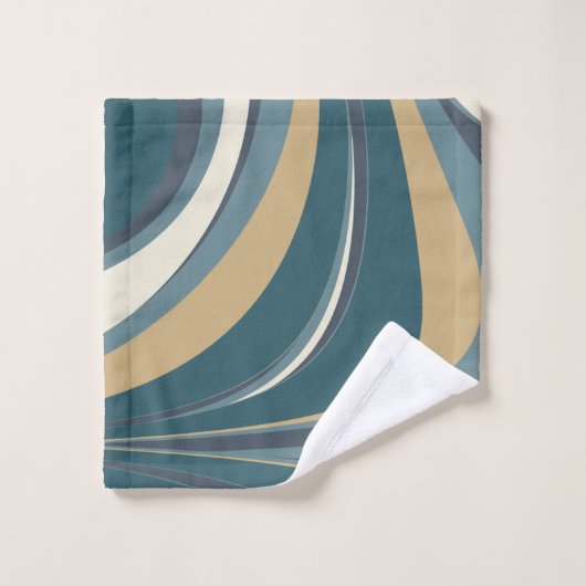 Stilvoll Abstrakter Marmorwirbel in Aquamarin und Badhandtuch Set (Waschlappen)