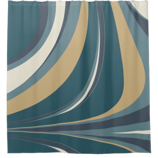 Stilvoll Abstrakter Marmorwirbel in Aquamarin und Duschvorhang (Vorderseite)