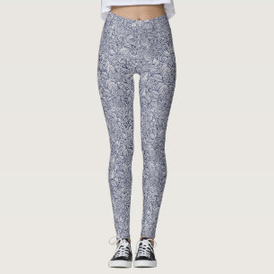 Stilvoll Abstraktes botanisches Muster Blau/Grau Leggings
