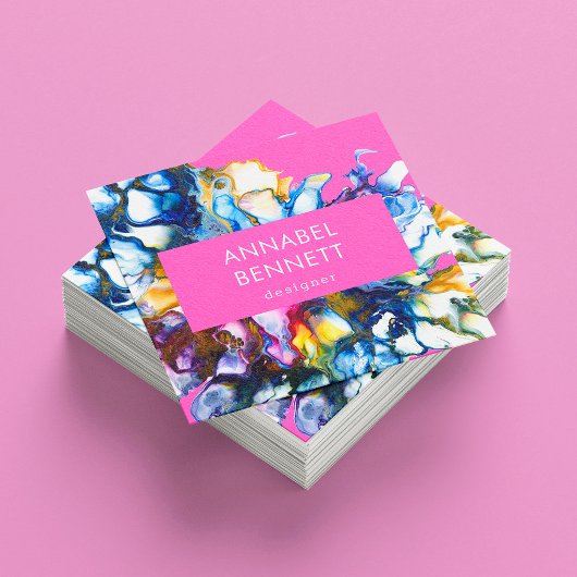 Stilvoll abstraktes rosa quadratische visitenkarte