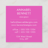 Stilvoll abstraktes rosa quadratische visitenkarte (Rückseite)