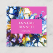 Stilvoll abstraktes rosa quadratische visitenkarte (Vorderseite)