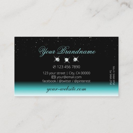Stilvoll Aquamarin Black Ombre Sparkle Diamonds El Visitenkarte (Rückseite)