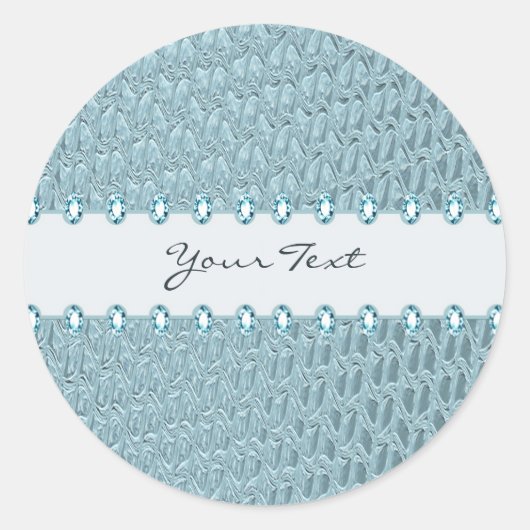 Stilvoll Aquamarin dekorativer Klassischer Rundsti Runder Aufkleber (Vorderseite)