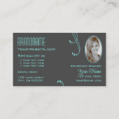 Stilvoll Aquamarin Grau Verziert mit Monogramm und Visitenkarte (Rückseite)