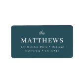 Stilvoll Aquamarin | Moderne trendy Blue Rücksende Adressaufkleber (Vorne)