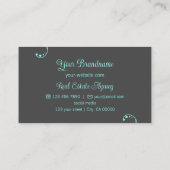 Stilvoll Aquamarin und grau Verziert mit Portrait Visitenkarte (Rückseite)